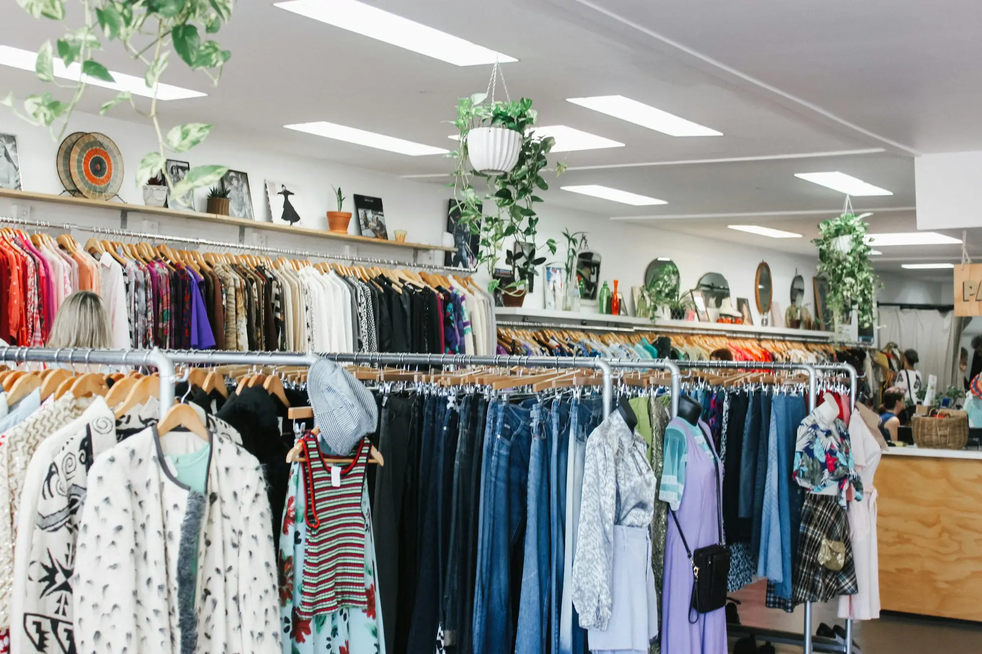 Clothing racks inside an independent boutique
