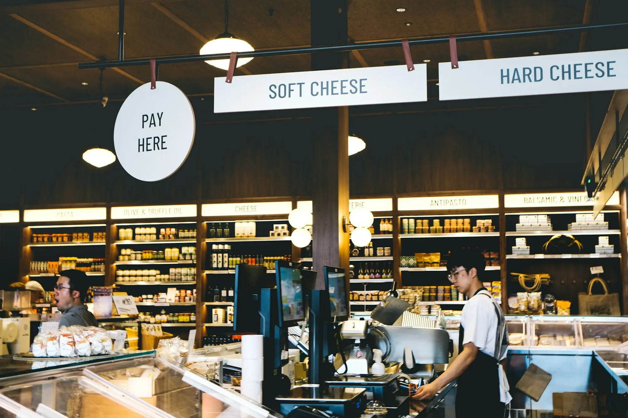Deli counter with fresh produce on display at a Sydney market